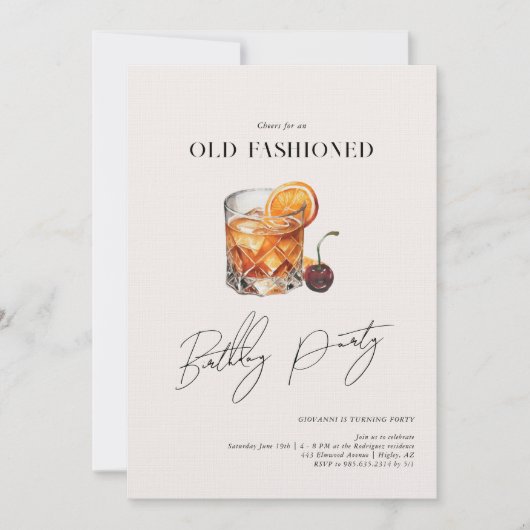 Een "ouderwetse" verjaardag | Cocktailparty Kaart (Voorkant)