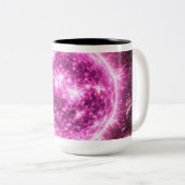 Een Outer Space Roze Ster Tweekleurige Koffiemok (Voorkant rechts)