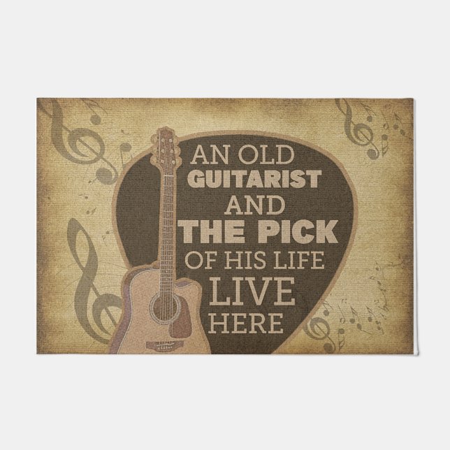 Een ouwe gitarist en de dief van zijn leven deurmat (Voorkant)