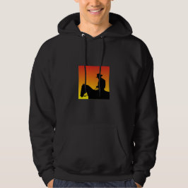 Een overdekt sweatshirt met een paard voor hem