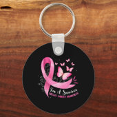 Een overlevende borstkanker bewustzijn roze lint v sleutelhanger (Voorkant)
