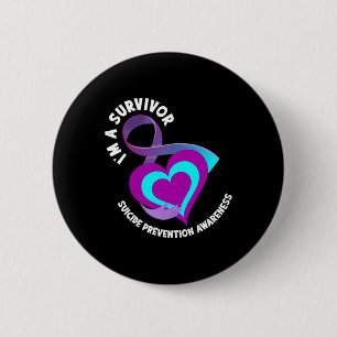 Een overlevende ondersteunt zelfmoord preventie be ronde button 5,7 cm