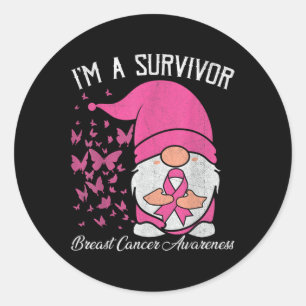 Een overlevende Pink Ribbon Borstkanker Awareness  Ronde Sticker