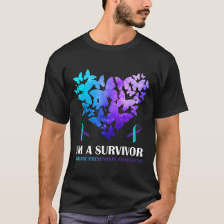 Een Overlevende Preventie Bewustzijn Vlinder Hart T-shirt