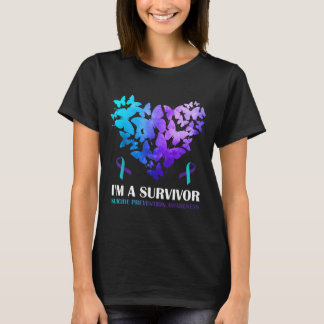 Een Overlevende Preventie Bewustzijn Vlinder Hart T-shirt