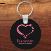 Een overlevende Shirt roze vlinder hart borstkanke Sleutelhanger (Voorkant)