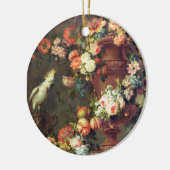 Een overvloed aan fruit en bloemen keramisch ornament (Links)