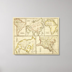 Een overzicht van Azië, Amerika, enz. Canvas Afdruk