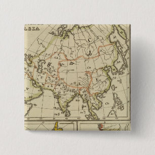 Een overzicht van Azië, Amerika, enz. Vierkante Button 5,1 Cm