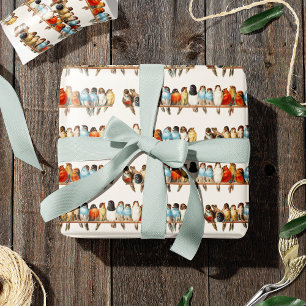 Een overzicht van de  finch van vogels, 1880 cadeaupapier