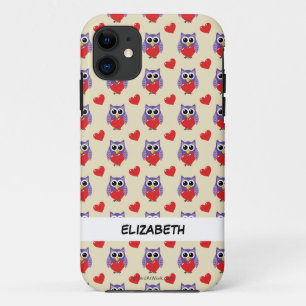 Een 'Owly Love Pattern' Jouw namen toevoegen Case-Mate iPhone Case
