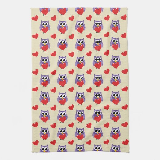 Een 'Owly Love Pattern' Theedoek (Verticaal)