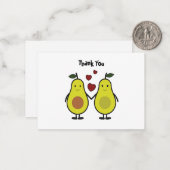 Een paar Avocado Dank je kaart Notitiekaartje (Voorkant / Achterkant in situ)