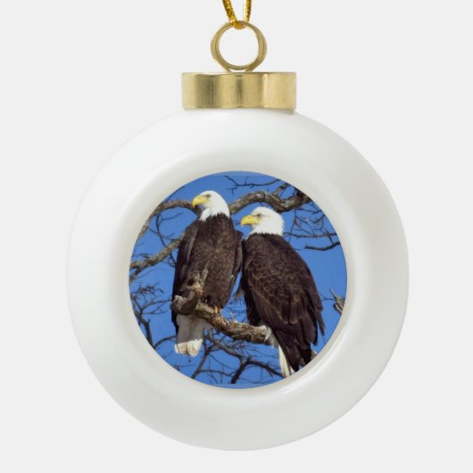 Een paar Bald Eagles Keramische Bal Ornament (Voorkant)