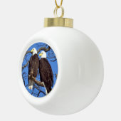Een paar Bald Eagles Keramische Bal Ornament (Rechts)