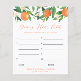 Een paar bruiloft-douwer raden hoe oud spel flyer