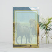 Een paar bruine IJslandse pony's Briefpapier (Staand voorkant)