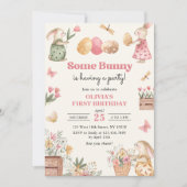 Een paar Bunny Easter Egg Girl eerste verjaardag Kaart (Voorkant)