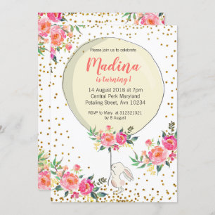 Een paar 'Bunny Easter Spring Birthday'-uitnodigin Kaart