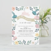 Een paar Bunny Floral Garden Girl Virtual Baby sho Kaart (Staand voorkant)