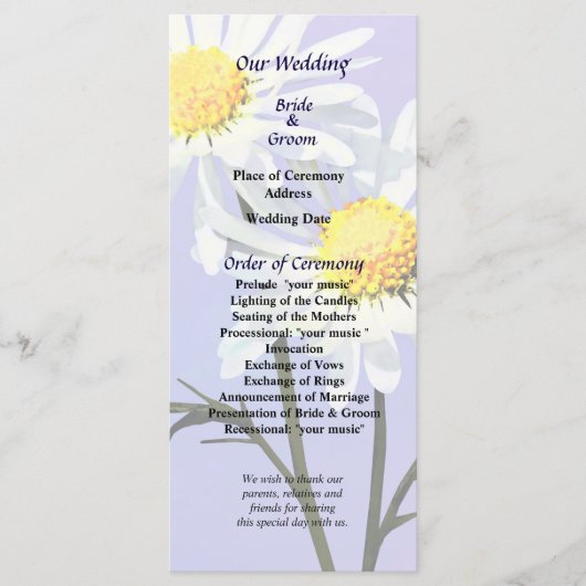 Een paar Daisies Wedding Program Programmakaart (Voorkant)