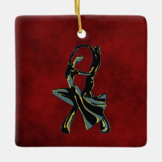 Een paar dansen in de nacht keramisch ornament (Voorkant)