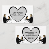 Een paar dansende grote hart-trouwerplanner visitekaartje (Voorkant / Achterkant)