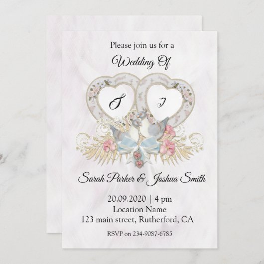 Een paar dove bruiloft kaart (Voorkant / Achterkant)