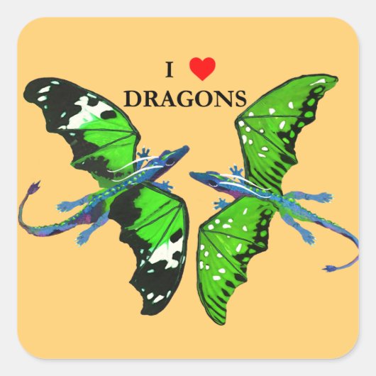 Een paar dragons vierkante sticker (Voorkant)