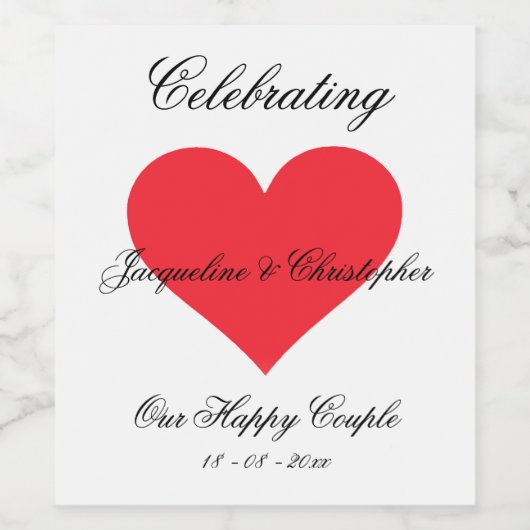 Een paar eenvoudige persoonlijke rode hartslag vie wijn etiket (Enkel label)