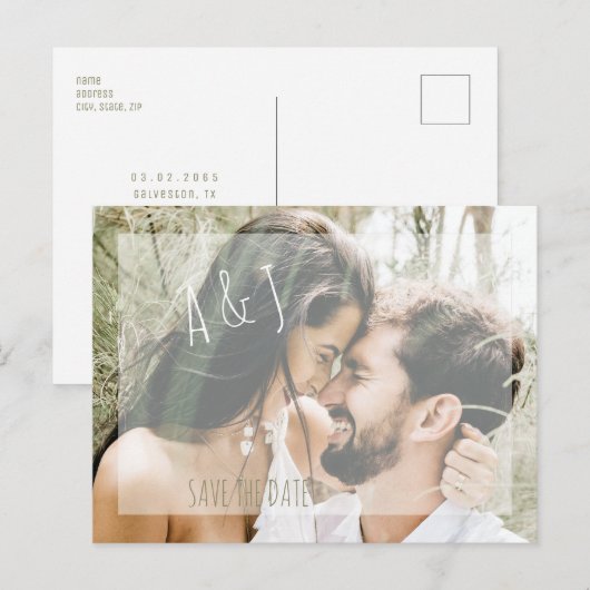 Een paar foto's bruiloft opslaan Website datum Aankondigingskaart (Voorkant / Achterkant)