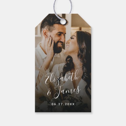 Een paar foto's Creative Wedding Guest Book Idee Cadeaulabel (Voorkant)