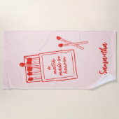 Een Paar Gemaakt in de Hemel Roze & Rode Persoonli Strandlaken (Voorkant)