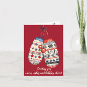 Een paar Gezellige Gebreide Kerst Winter Mittens Kaart (Voorkant)