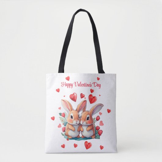 Een paar grappige waterverf konijnen omringd door tote bag (Voorkant)