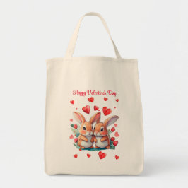 Een paar grappige waterverf konijnen omringd door tote bag