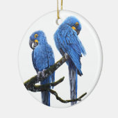 Een paar helderblauwe Hyacinth Macaws Keramisch Ornament (Links)