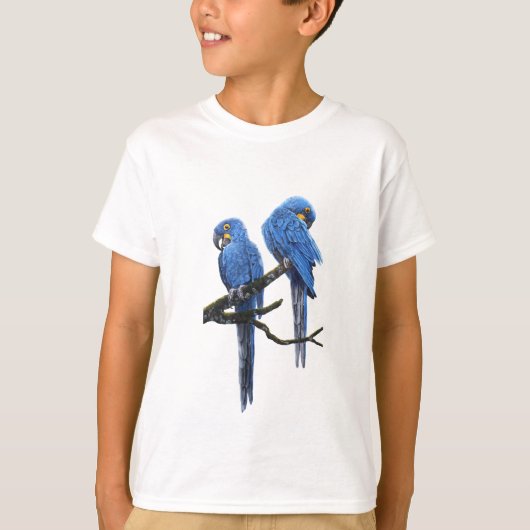Een paar helderblauwe Hyacinth Macaws T-shirt (Voorkant)
