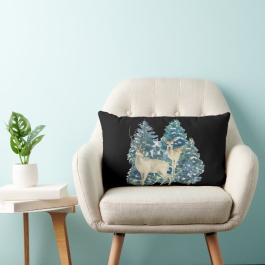 Een paar herten in het winterbos kussen (Stoel)