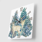 Een paar herten in het winterbos vierkante klok (Hoek)