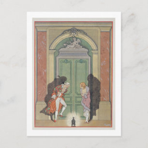 Een paar in Candlelight, illustratie uit 'Les Li' Briefkaart