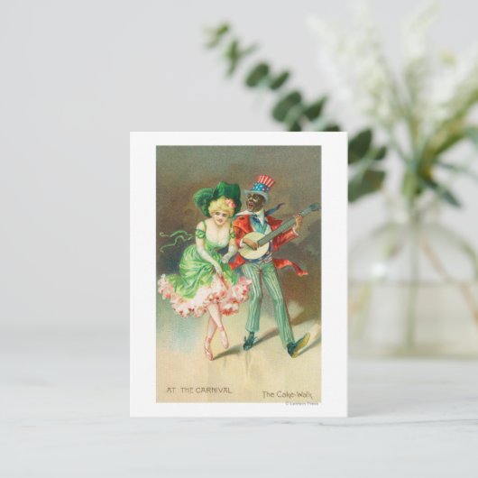 Een paar in Costume Doing the Cake-Walk Briefkaart (Staand voorkant)