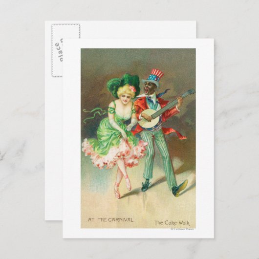 Een paar in Costume Doing the Cake-Walk Briefkaart (Voorkant / Achterkant)