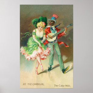 Een paar in Costume Doing the Cake-Walk Poster