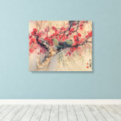 Een paar in de lente canvas afdruk (Insitu (Houten vloer))