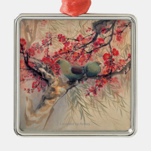 Een paar in de lente metalen ornament