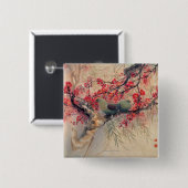 Een paar in de lente vierkante button 5,1 cm (Voorkant /achterkant)