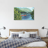 Een paar kanoestellen op een meer canvas afdruk (Insitu (Slaapkamer))