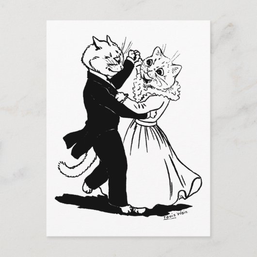 Een paar kats-dansen, Louis Wain Briefkaart (Voorkant)