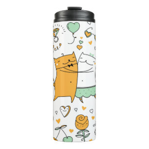 Een paar katten illustratie. cartoon kitten i thermosbeker